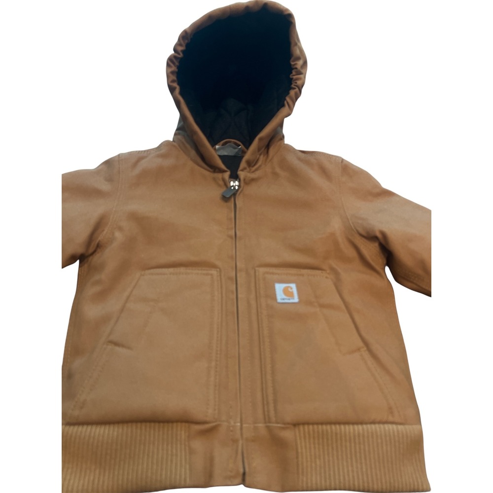 Carhartt Kids Canvas Active Jacket Brown Hooded Quilted Fall 2021 Sample - Picture 4 of 6